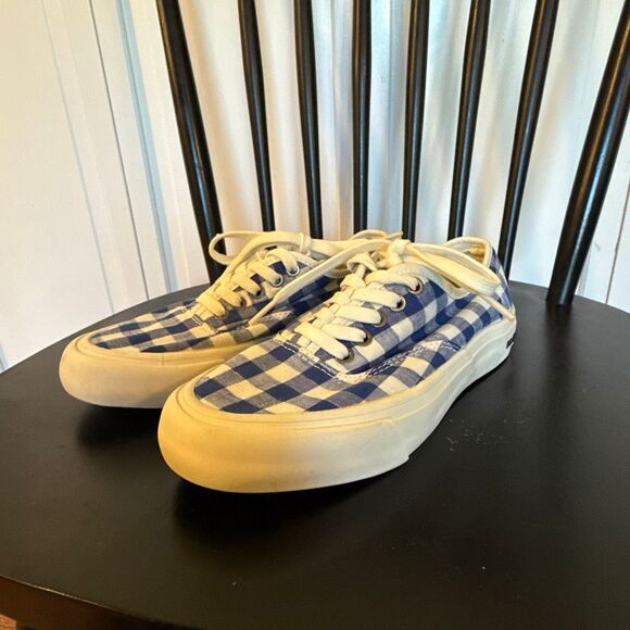 J.crew X Seavees blue gingham canvas sneakers 6 - Picture 4 of 12